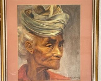 Original Art Balinese Woman Oil Painting	Frame: 19.5 x 17 Image: 13.5 x 11	
