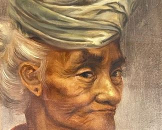 Original Art Balinese Woman Oil Painting	Frame: 19.5 x 17 Image: 13.5 x 11	
