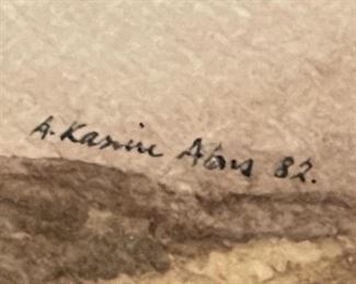 Original Art Asian Man Watercolor Painting	Frame: 24.25 x 20IN Image: 17.25 x 13in	
