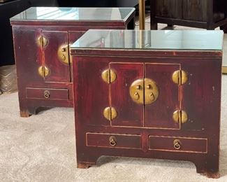 2pc Rustic Asian Nightstands	27 x 30 x 16.5in	HxWxD
