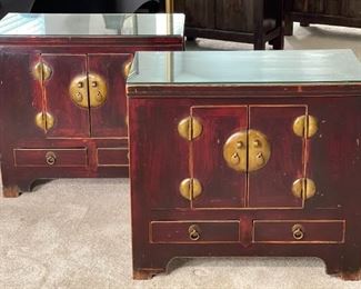 2pc Rustic Asian Nightstands	27 x 30 x 16.5in	HxWxD

