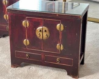 2pc Rustic Asian Nightstands	27 x 30 x 16.5in	HxWxD
