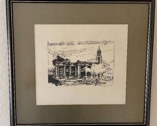 Signed Litho Building Print The Railway Station Kowloon Tom Briggs	Frame: 23 x 25in	
