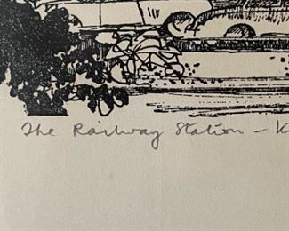 Signed Litho Building Print The Railway Station Kowloon Tom Briggs	Frame: 23 x 25in	
