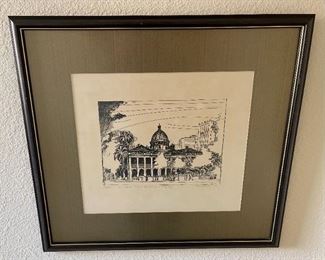 Signed Litho Building Print The Supreme Court Building Hong Kong Tom Briggs	Frame: 23 x 25in	
