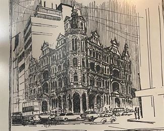 Signed Litho Building Print The Post Office Building Hong Kong Tom Briggs	Frame: 23 x 25in	
