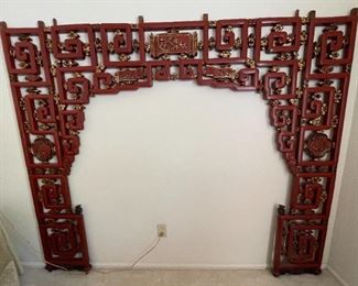 Queen Asian Red Lacquer Lattice Headboard	69 x 82 x 2in	HxWxD
