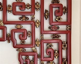 Queen Asian Red Lacquer Lattice Headboard	69 x 82 x 2in	HxWxD
