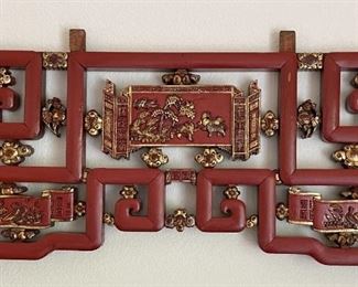 Queen Asian Red Lacquer Lattice Headboard	69 x 82 x 2in	HxWxD
