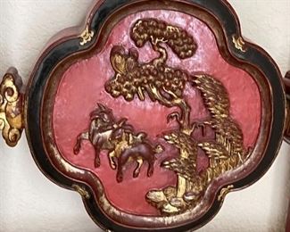 Queen Asian Red Lacquer Lattice Headboard	69 x 82 x 2in	HxWxD
