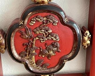 Queen Asian Red Lacquer Lattice Headboard	69 x 82 x 2in	HxWxD
