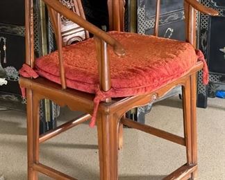 2pc Chinese Elm Wood Horseshoe Chairs	39 x 24 x 22in seat height: 22in	
