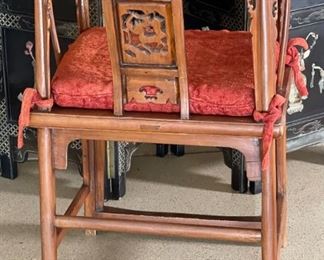 2pc Chinese Elm Wood Horseshoe Chairs	39 x 24 x 22in seat height: 22in	
