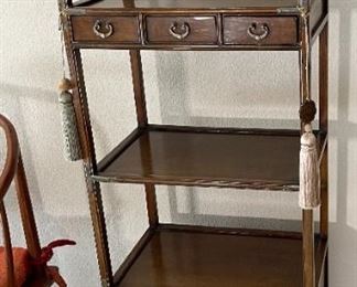 Chinese Brass & Wood Shelf Unit	66x 24.5 x 16in	HxWxD
