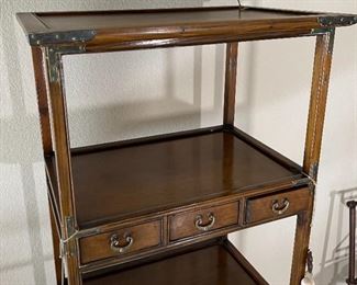 Chinese Brass & Wood Shelf Unit	66x 24.5 x 16in	HxWxD
