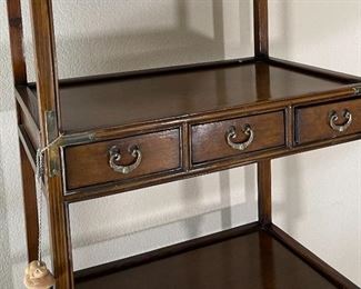 Chinese Brass & Wood Shelf Unit	66x 24.5 x 16in	HxWxD
