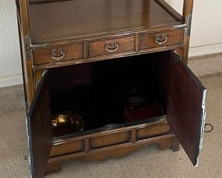 Chinese Brass & Wood Shelf Unit	66x 24.5 x 16in	HxWxD
