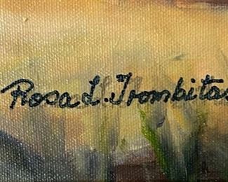 Original Art Cowboy on horse Rosa Leung Trombitas Oil Painting	Frame: 35 x 41	
