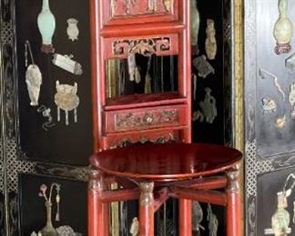 Red Lacquer Chinese Dragon stand	67 x 24.5 x 20in	HxWxD
