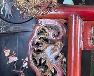Red Lacquer Chinese Dragon stand	67 x 24.5 x 20in	HxWxD

