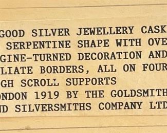 GOLDSMITHS & SILVERSMITHS Co. LTD. Jewelry casket	3x6x3in	
