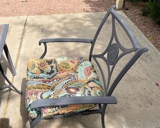 Outdoor slate patio table and four chairs	Table 28“ x 39“ x 39“ chair total height 30.75 inches ceiling height 19 inches	
