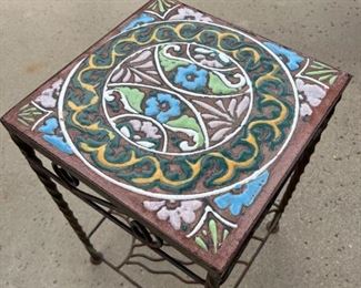 Iron and tile table top plant stand/end table stand 1 of 2	21.5” x 13” x 13”	
