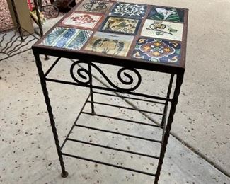 Iron and tile table top plant stand/end table stand 2 of 2	21.5” x 13” x 13”	
