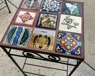 Iron and tile table top plant stand/end table stand 2 of 2	21.5” x 13” x 13”	
