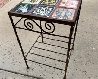 Iron and tile table top plant stand/end table stand 2 of 2	21.5” x 13” x 13”	

