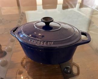 Chasseur  Cobalt Blue French Enameled Cast Iron Terrine 27	With lit 7 inches high 14 inches long 9 in wide	
