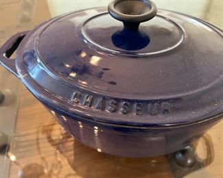 Chasseur  Cobalt Blue French Enameled Cast Iron Terrine 27	With lit 7 inches high 14 inches long 9 in wide	
