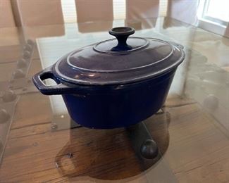 Chasseur  Cobalt Blue French Enameled Cast Iron Terrine 27	With lit 7 inches high 14 inches long 9 in wide	
