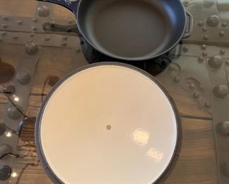 Chasseur  Cobalt Blue French Enameled Cast Iron Fry pan 28	11.5 inches in diameter 2.25 inches tall	
