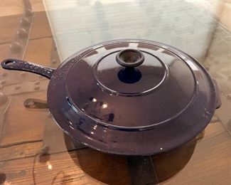 Chasseur  Cobalt Blue French Enameled Cast Iron Fry pan 28	11.5 inches in diameter 2.25 inches tall	
