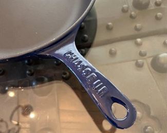 Chasseur  Cobalt Blue French Enameled Cast Iron Fry pan 28	11.5 inches in diameter 2.25 inches tall	
