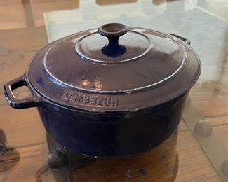 Chasseur  Cobalt Blue French Enameled Cast Iron Pot 28	11.25 inches diameter 5 inches deep	
