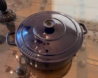 Chasseur  Cobalt Blue French Enameled Cast Iron Pot 28	11.25 inches diameter 5 inches deep	
