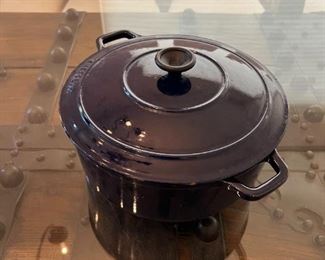 Chasseur  Cobalt Blue French Enameled Cast Iron Pot 28	11.25 inches diameter 5 inches deep	
