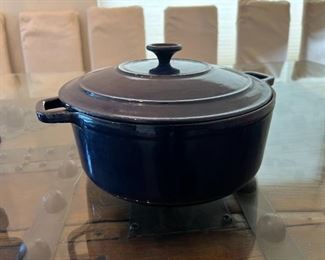Chasseur  Cobalt Blue French Enameled Cast Iron Pot 28	11.25 inches diameter 5 inches deep	
