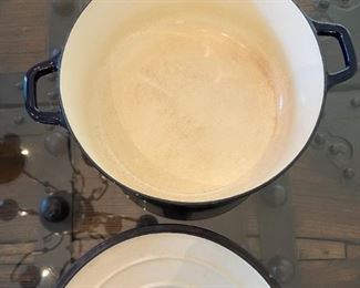 Chasseur  Cobalt Blue French Enameled Cast Iron Pot 28	11.25 inches diameter 5 inches deep	
