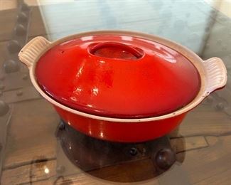 Le Creuset Cast Iron Orange/Red oval Casserole Dish Pot Pan With Lid	.75” x 8” x 4”	
