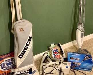 Left to right: 
Oreck 40th Anniversary XL2 vaccum $75
8 HEPA filter bags $25
Oreck XL hand held vacuum $35 w/ bags
B&D dustbuster (n.i.b.) $45
Shark steamer $60

