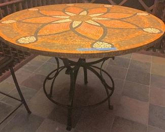Walter E. Smithe 48”Rnd x 37h Mosaic Table w/iron base $295 