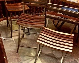 4 Wine Barrel Wood & Iron Framed Chairs  $75 ea