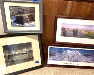 Framed landscapes:
Top left:16 x 14 $18
bottom left: 22x18” $20
Top right: 27 x 13 $45
Bottom right - sold