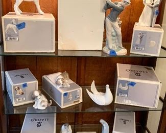 Top left to right:  Lladro…
Rare "Baby boy Lamb" $125,  "Golfer" $95, 
"From This Day Forward" Bride & Groom $95,
Middle left to right:
"Gentle Surprise puppy" $60, 
"Unlikely Friends" Dog w/cat $95, "Peaceful Dove" $25 - pending
Bottom left to right : "St. Joseph" $95,  "Little Jesus" $30, " Madonna" $80 pending 