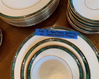 Lenox "Kelly Debut" China 
9- 5pc. Place settings $45 each 
(Dinner, Bread, Dessert, Cup/Saucer)