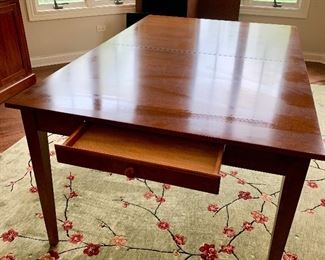 Ethan Allen American Impressions Autumn Cherry Farmhouse (drawers on each side) Dining Table  42"×64"×30h with
2-18" leaves,  table pads $450