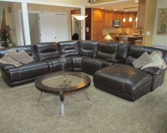 Alden Leather Sectional - Coffee